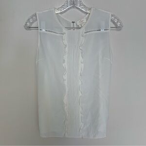 Kate Spade White Pleated Ruffle Silk Sleeveless Blouse 4